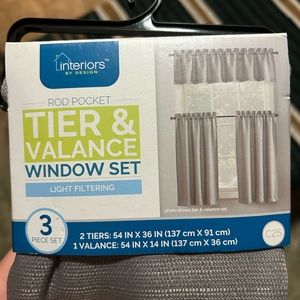 Tier & Valance Set. Gray in Color. Brand New.